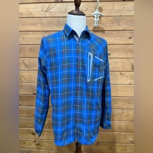 Men’s Highland Blue Performance Flannel Shirt — Outdoor Trail Wear Large